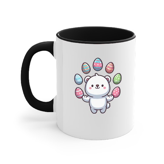 Cartoon Polar Bear Easter Egg Design Accent Mugs