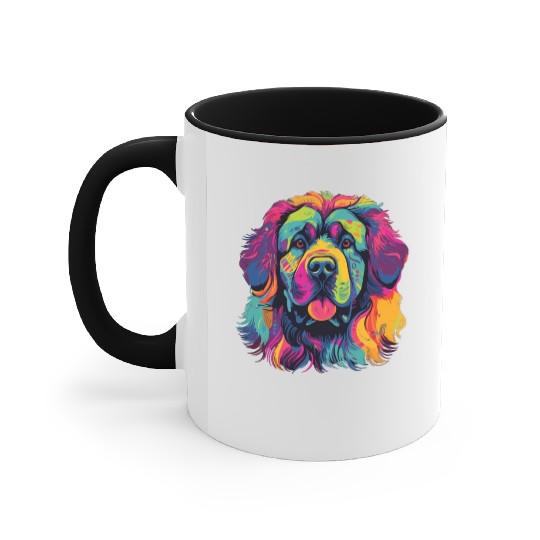 Watercolor Colorful Tibetan Mastiff Accent Mugs