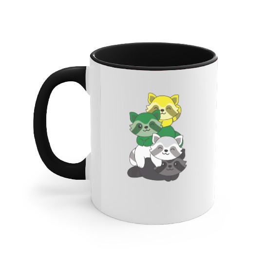 Skoliosexual Flag Pride Lgbtq Cute Raccoon Accent Mugs
