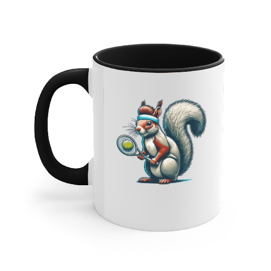 Tennis Player Squirrel Animal Lover Design Accent Mugs
