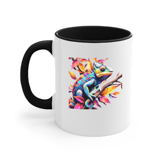 "Kaleidoscopic Chameleon Serenity" Accent Mugs