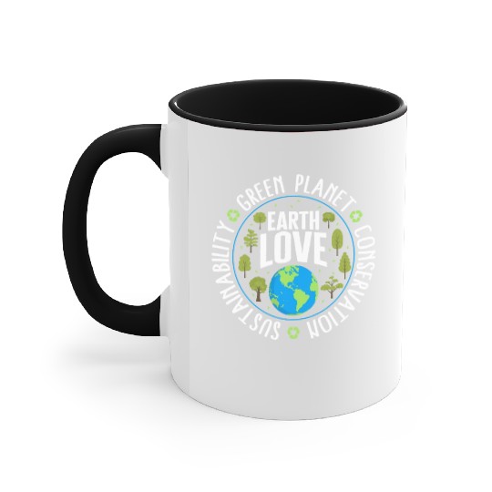 Earth Accent Mugs, Earth Love Sustainability Green