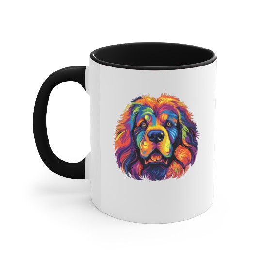 Watercolor Colorful Tibetan Mastiff Accent Mugs