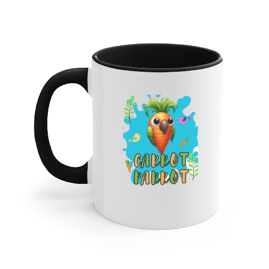 funny carrot parrot Accent Mugs