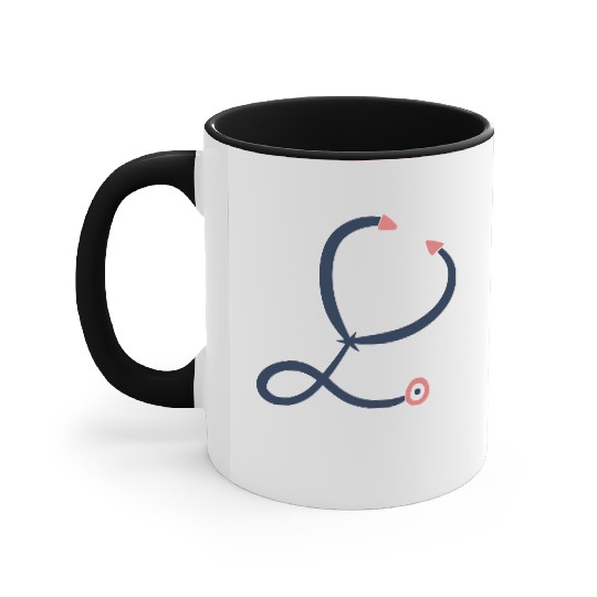 Stethoscope Symbol Drawing. Nurse / doctor. Accent Mugs