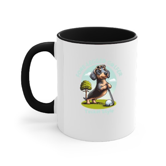 Cute Teckel Dog lovers and Golf players Accent Mugs