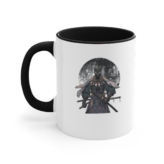 Anime Panther Warrior Samurai katana Accent Mugs