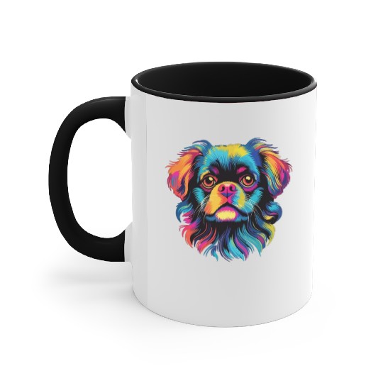 Watercolor Colorful Tibetan Spaniel Accent Mugs