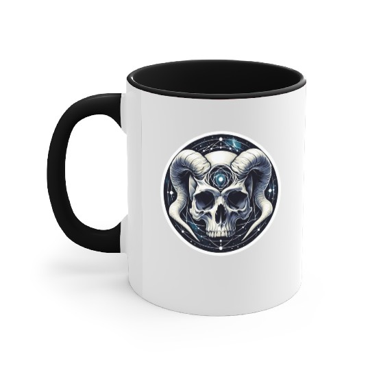 Cosmic Nirvana Serenity: Horned Skull Accent Mugs