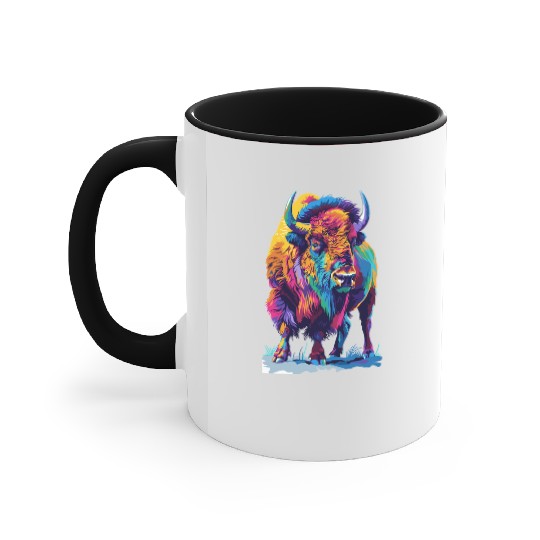 Colorful Bison Abstract Animal Art Wildlife Accent Mugs