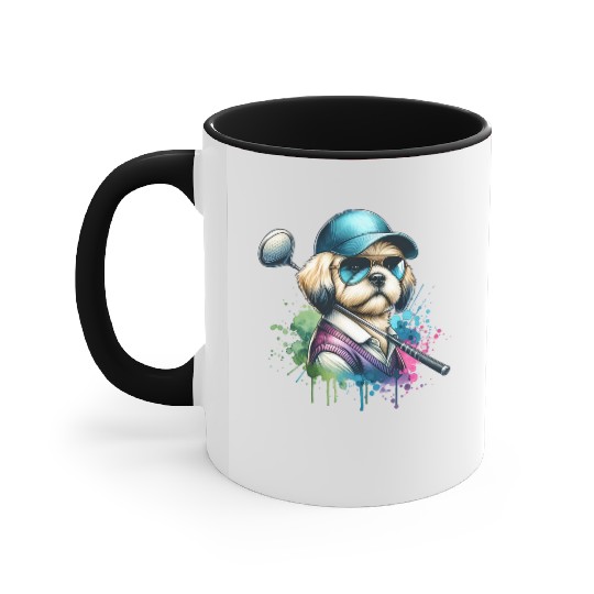 Bolonka Golfer Golf Course Dog Owner Accent Mugs