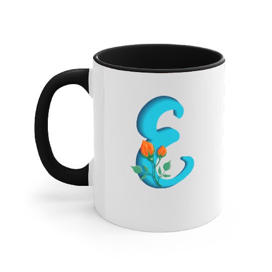 Three dimensional capital letter E rose monogram Accent Mugs