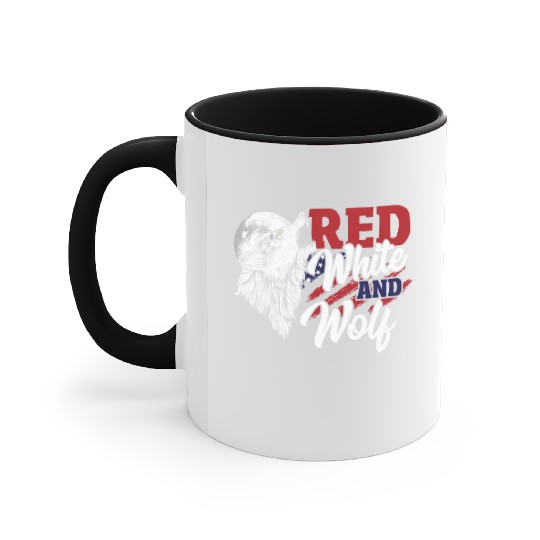 Wild Happy 4th Of July USA Howling Wolves under Accent Mugs