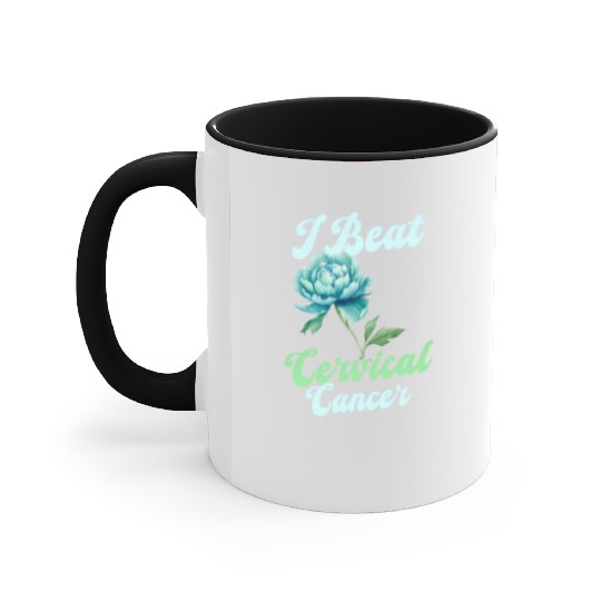 Cervical Cancer Awareness I Beat Cervical Cancer Accent Mugs
