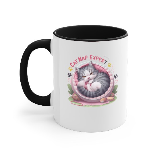 Cat Nap Expert - Funny Cat Outfit! Accent Mugs