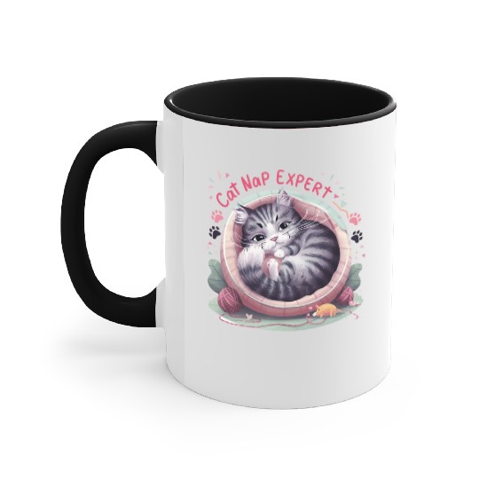Cat Nap Expert - Funny Cat Outfit! Accent Mugs