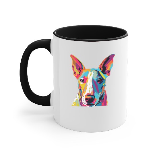 Watercolor Colorful Miniature Bull Terrier Accent Mugs