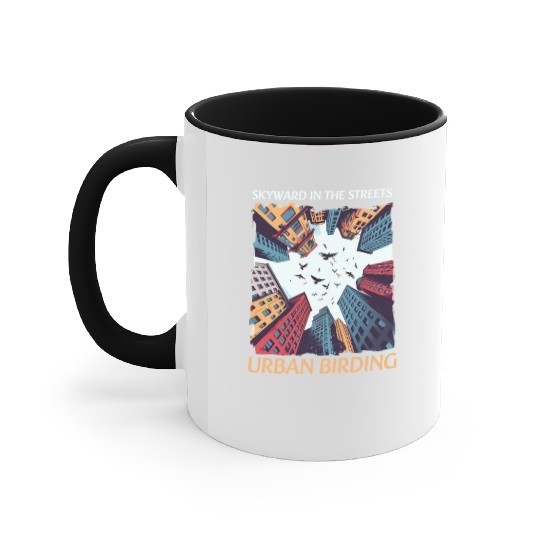 Urban Birdwatching Skyward In Streets Urban Birdin Accent Mugs