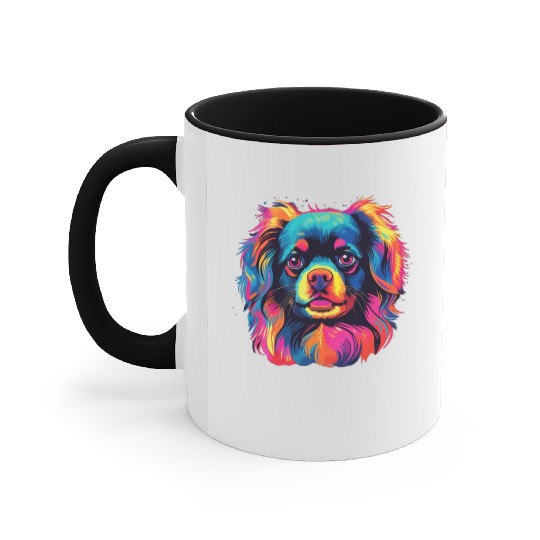 Watercolor Colorful Tibetan Spaniel Accent Mugs