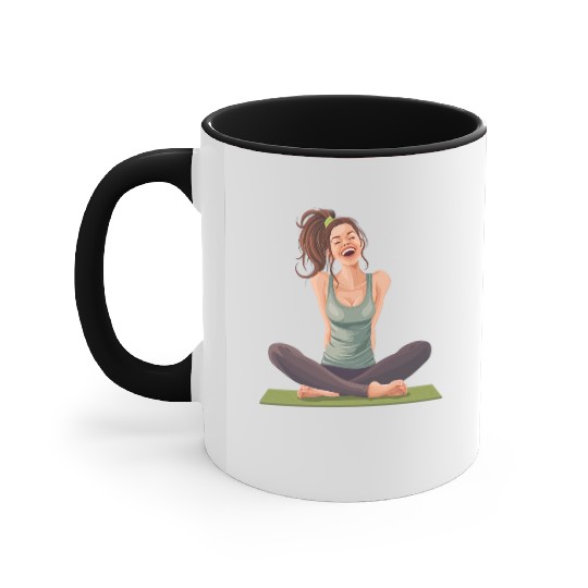Joyful Yoga Moment Meditation Pose Accent Mugs