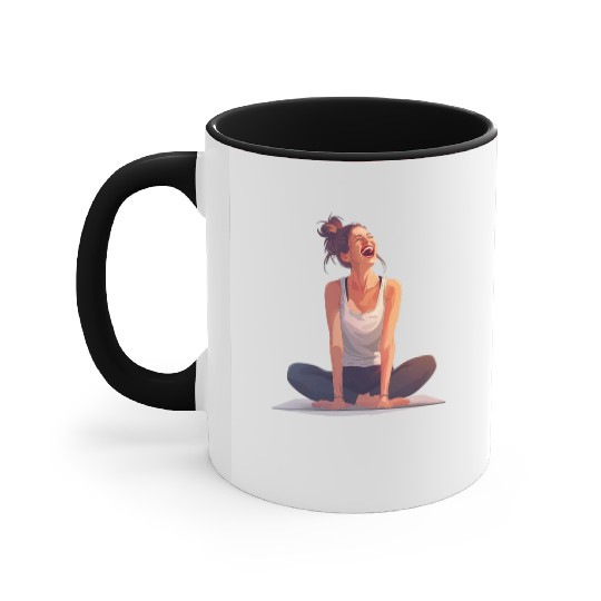 Joyful Yoga Moment Meditation Pose Accent Mugs