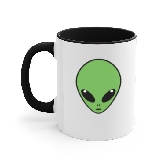 Green alien head Accent Mugs
