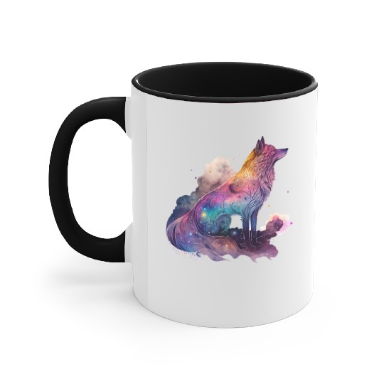 Wolf Print, Cosmic Wolves, Animal Print, Cosmos Accent Mugs