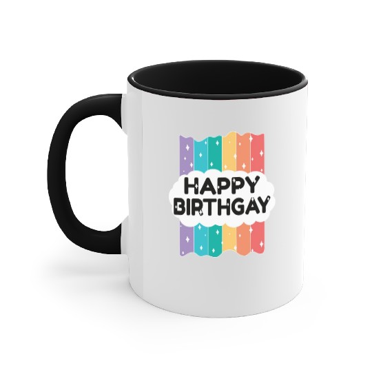 Happy Birthgay Lgbtq Rainbow Accent Mugs