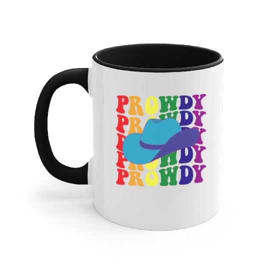 Prowdy Gay Lesbian Howdy Cowboy LGBTQ Pride Groovy Accent Mugs