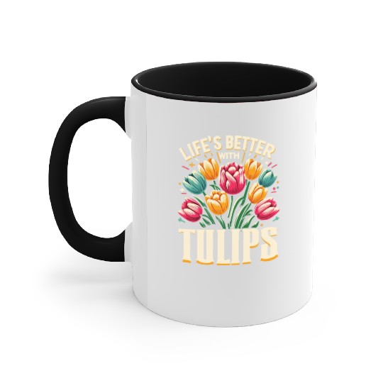 Tulips Tulip Flower Yes I Talk To Tulips Accent Mugs