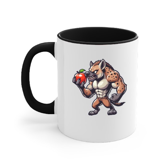 Hyena Enjoying Apple Fitness Workout Accent Mugs