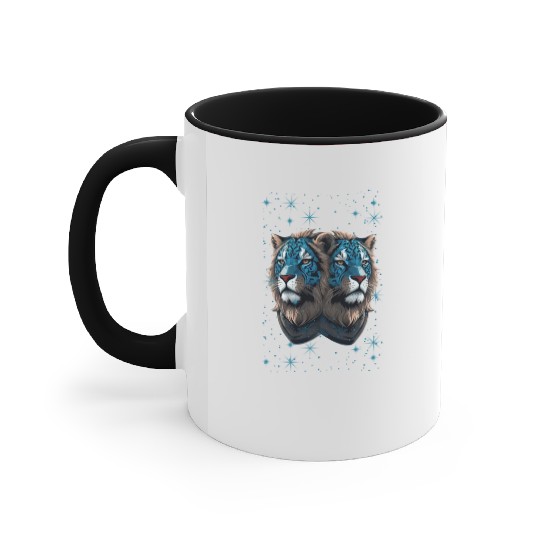 Two heads of a lion in a realistic style Accent Mugs