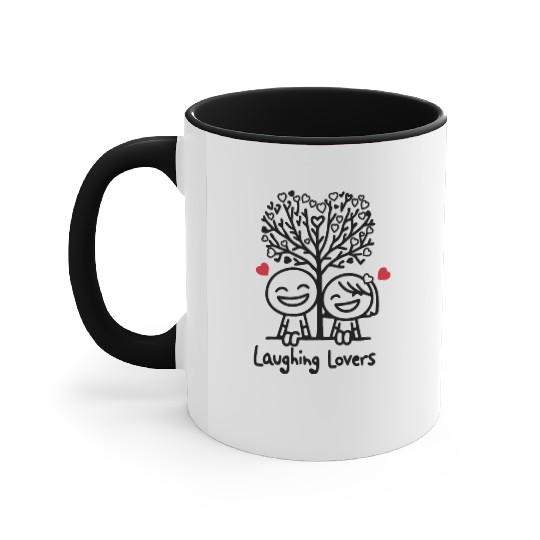 Joyful Lovers Laughing Together Accent Mugs