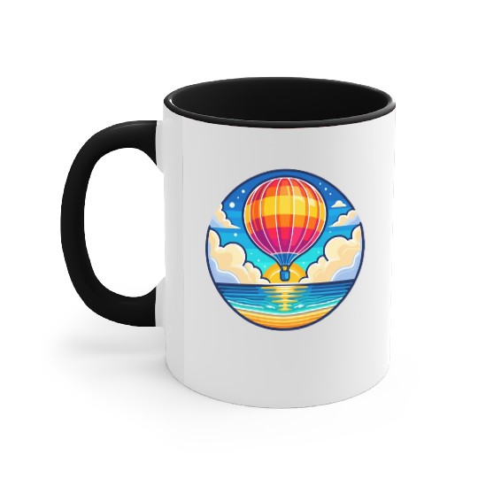 Skyward Journey: Soaring Hot Air Balloon Accent Mugs
