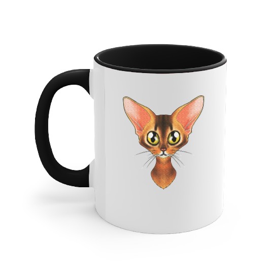Cat Lover I Cat Face I Abyssinian Cat Accent Mugs