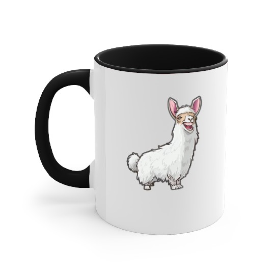 Smiling Llama With Bunny Ears Accent Mugs
