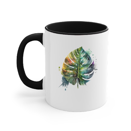 Watercolor Tropical Leaves Clipart, Tropical Leaf Accent Mugs