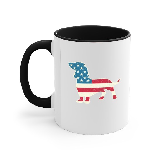 Dachshund Funny 4th of July US Flag Dog Lovers Accent Mugs