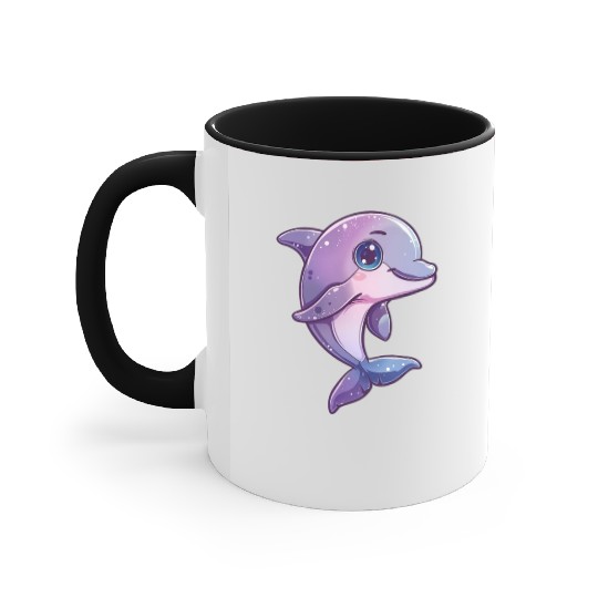 Adorable Purple Dolphin Fantasy Creation Accent Mugs