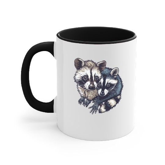 Opossum and raccoon Accent Mugs