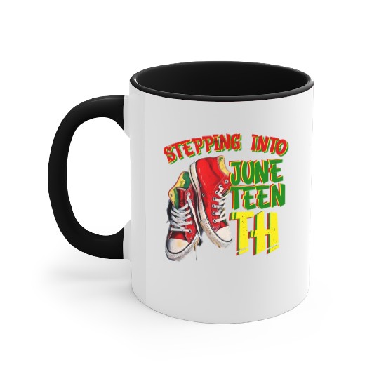 Stepping into Juneteenth Freedom Black History Accent Mugs