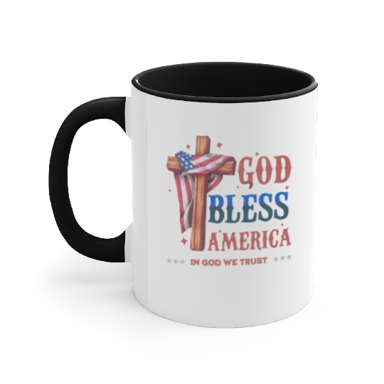 God Bless America Proud Retro US Flag 4th Of July Accent Mugs
