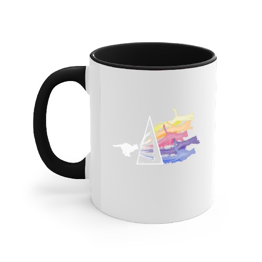Funny Science Nerd, Geek Cat Physics Rainbow Accent Mugs