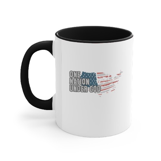 4th Of July One Nation Under God US Flag Faith Accent Mugs