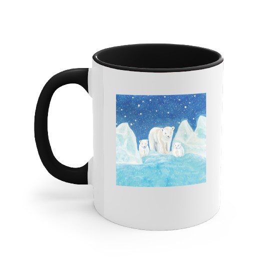Polar Bears (Ursus maritimus) - Bear Mother & Cubs Accent Mugs
