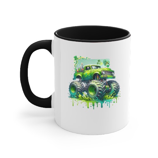Monster Truck Shamrock Accent Mugs