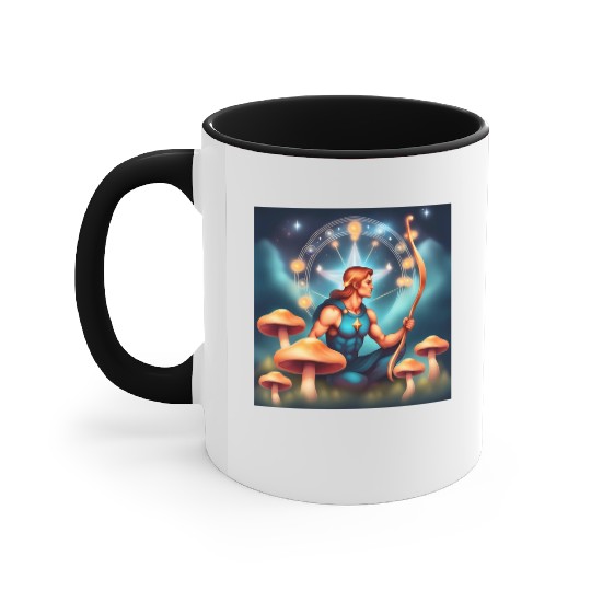Sagittarius zodiac sign with mushrooms Accent Mugs