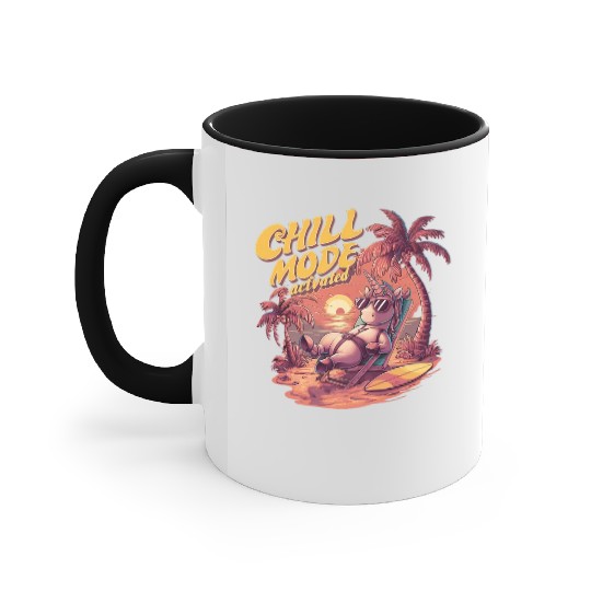 Chill Activated Funny Unicorn Beach Accent Mugs