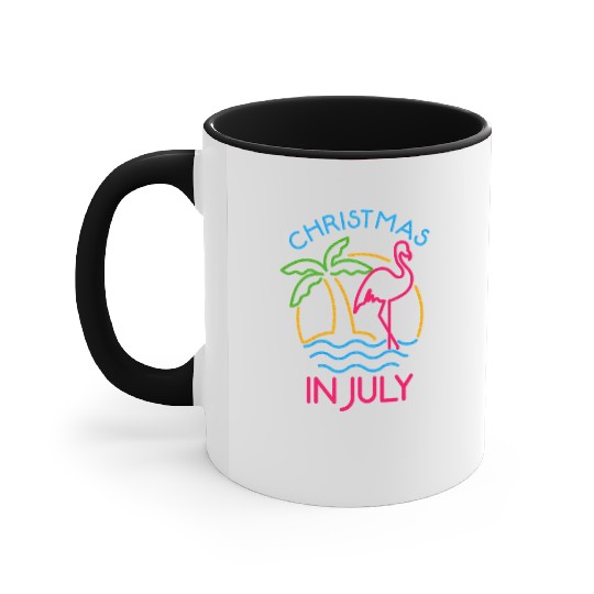 Christmas In July Pink Flamingo Accent Mugs