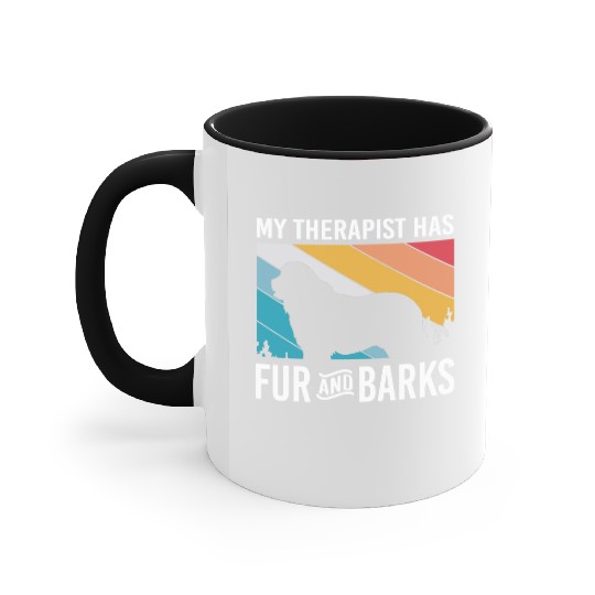 My Therapist Has Fur And Barks Retro Therapy Dog Accent Mugs